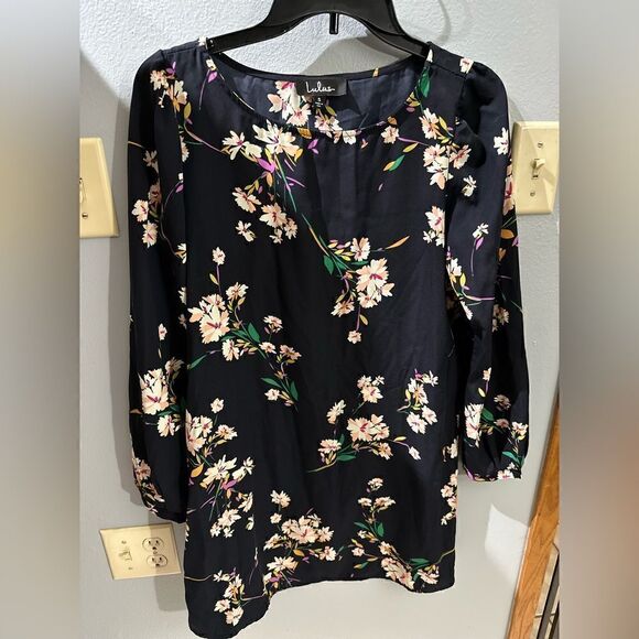 Lulu's Herbaceous Babe Navy Floral Print Shift Dress Size Small - Picture 6 of 12